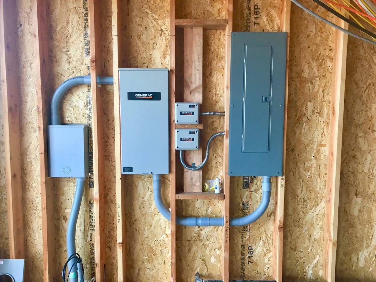 Generac automatic transfer switch and electrical panel installation